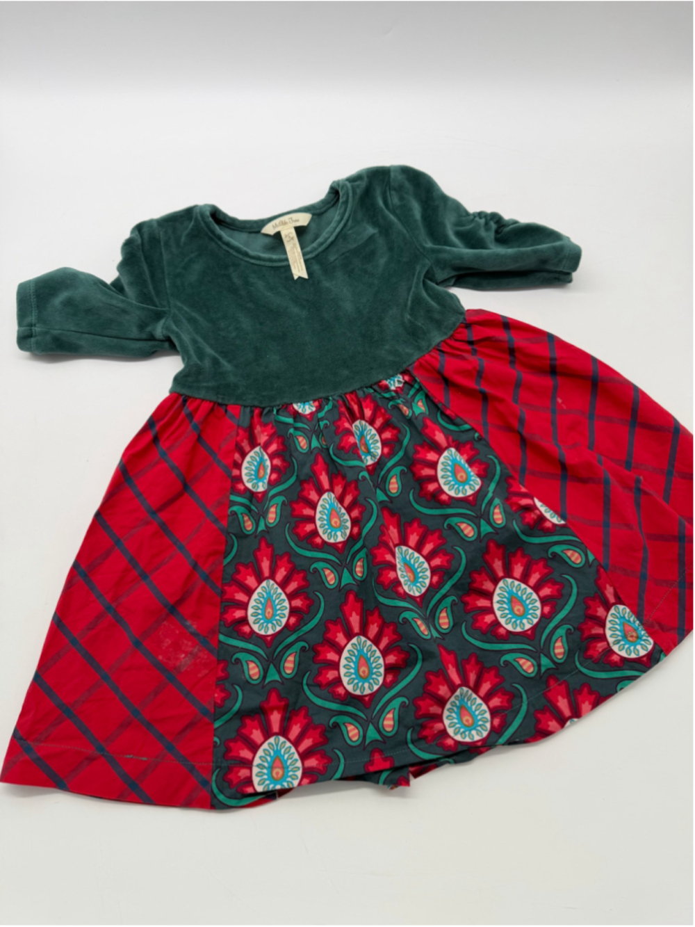 Girls Matilda Jane Casual Dress Size 4 Red Green Floral Plaid